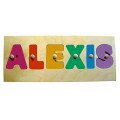 Personalized Wooden Puzzle Vintage Style Capital Letters Bright colors